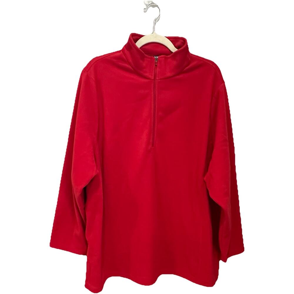 Lands’ End 1/4-Zip Mock Neck Fleece Sweatshirt Red‎ 3X NWT